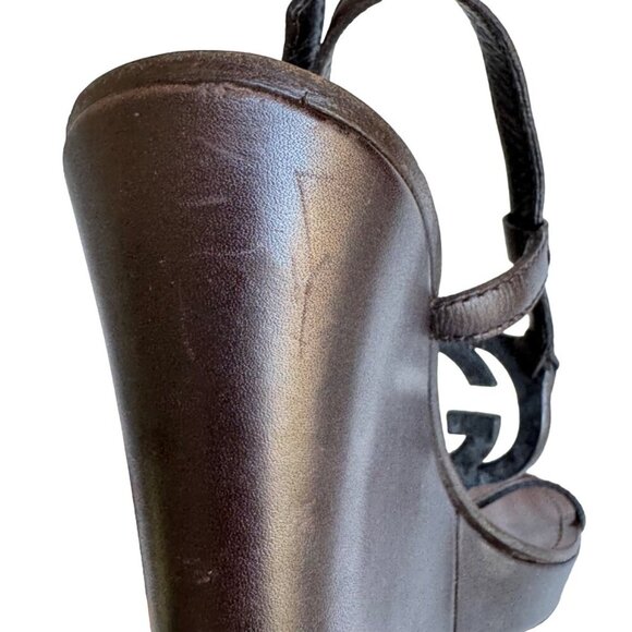 Gucci Wedge Sandals | Interlocking G Logo | Preloved Designer Shoes Sz 10.5 - Picture 13 of 16